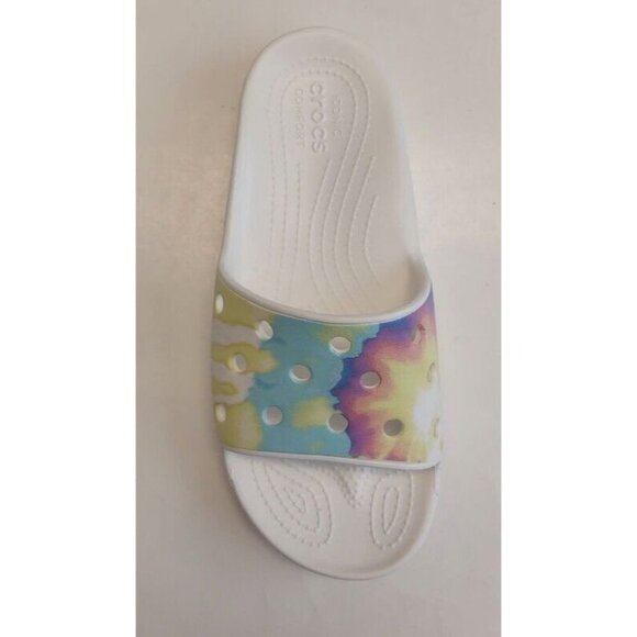 Crocs Classic Womens 8 Mens 10 Tiedye Graphic Slide Sandal Slip On Comfort Shoes - Picture 2 of 8